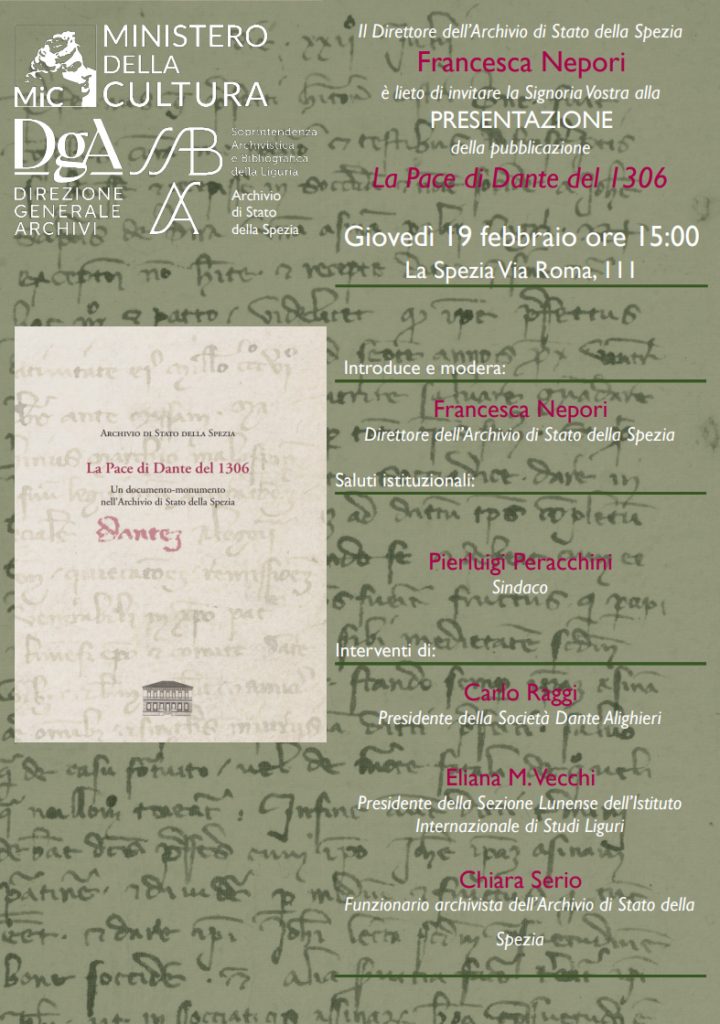 PRESENTAZIONE DELLA PUBBLICAZIONE “LA PACE DI DANTE DEL 1306”